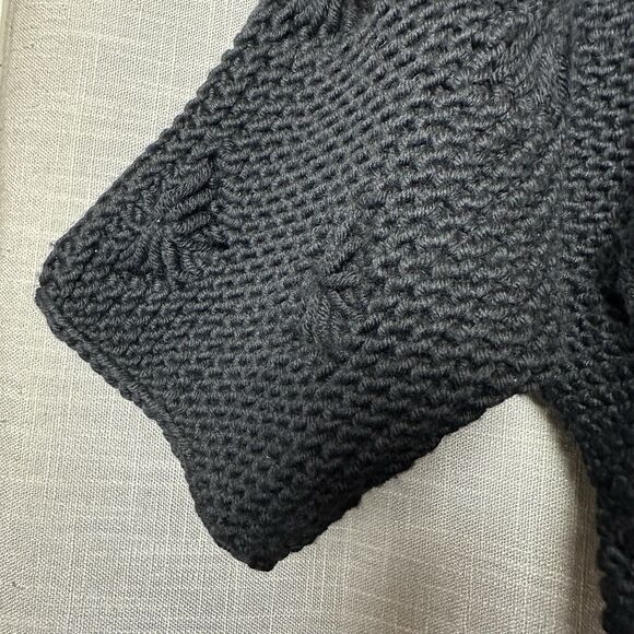 Blue Les Copains Womens Chunky Knit Cardigan Sweater Size XL Black Boho Textured - Picture 5 of 10